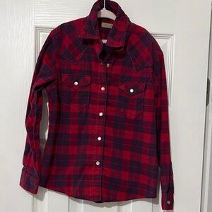 Wrangler Red and Black Plaid Button-Down Shirt